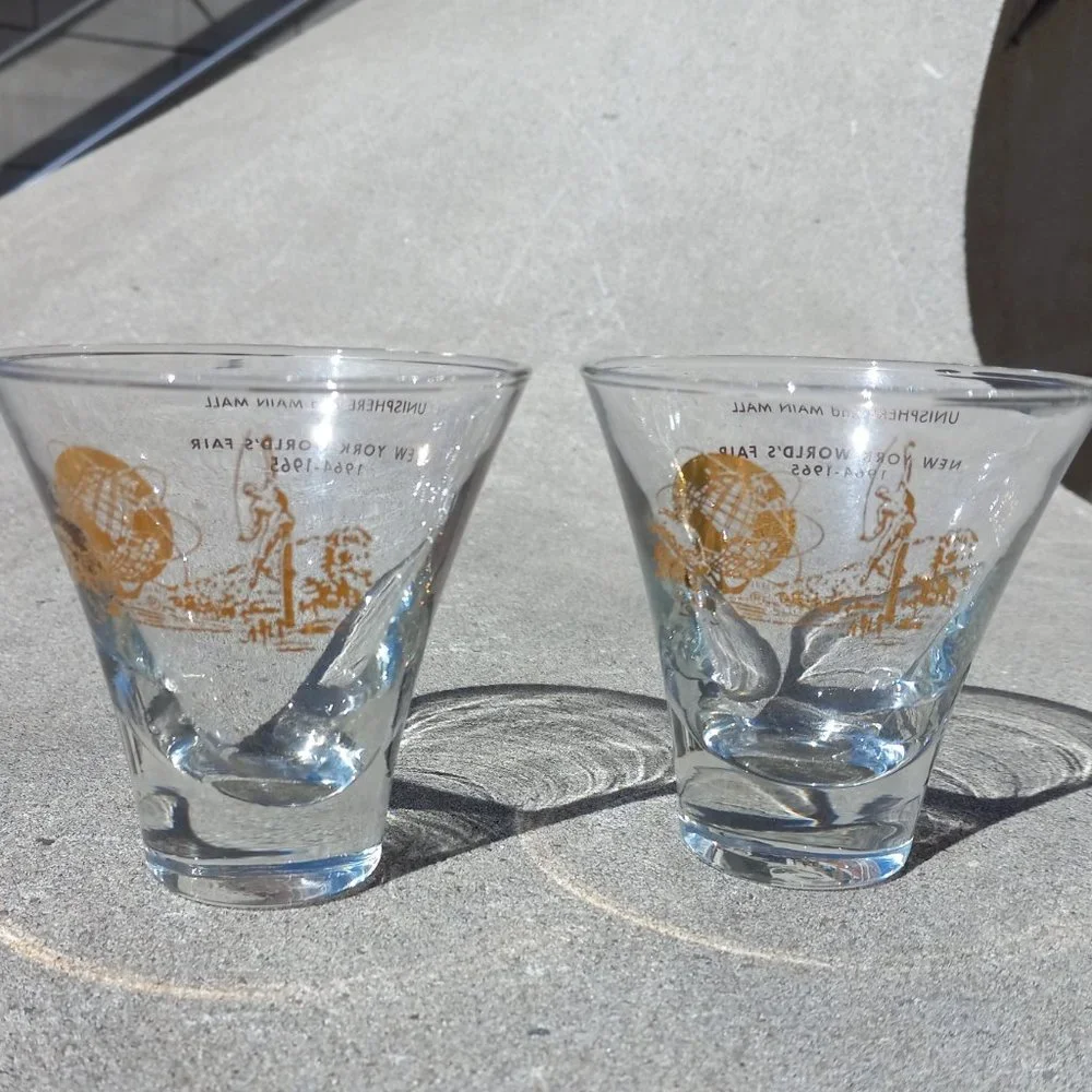 MCM Barware World's Fair New York 1964-1965 Pair (2) Souvenir SHOT GLASS…